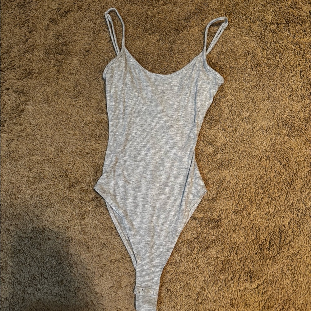 Forever 21 Light Gray Ribbed Bodysuit